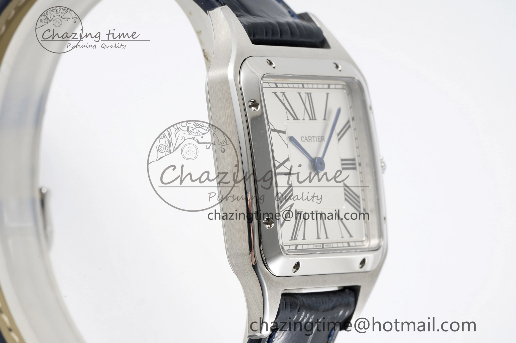 Santos Dumont 31.4mm IWSF Best Edition Silver Dial on Blue Leather Strap Quartz