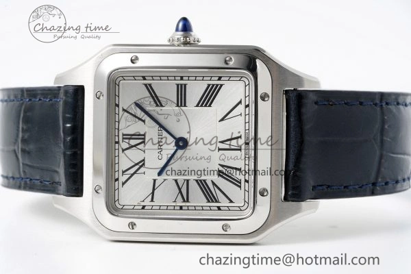 Santos Dumont 31.4mm IWSF Best Edition Silver Dial on Blue Leather Strap Quartz