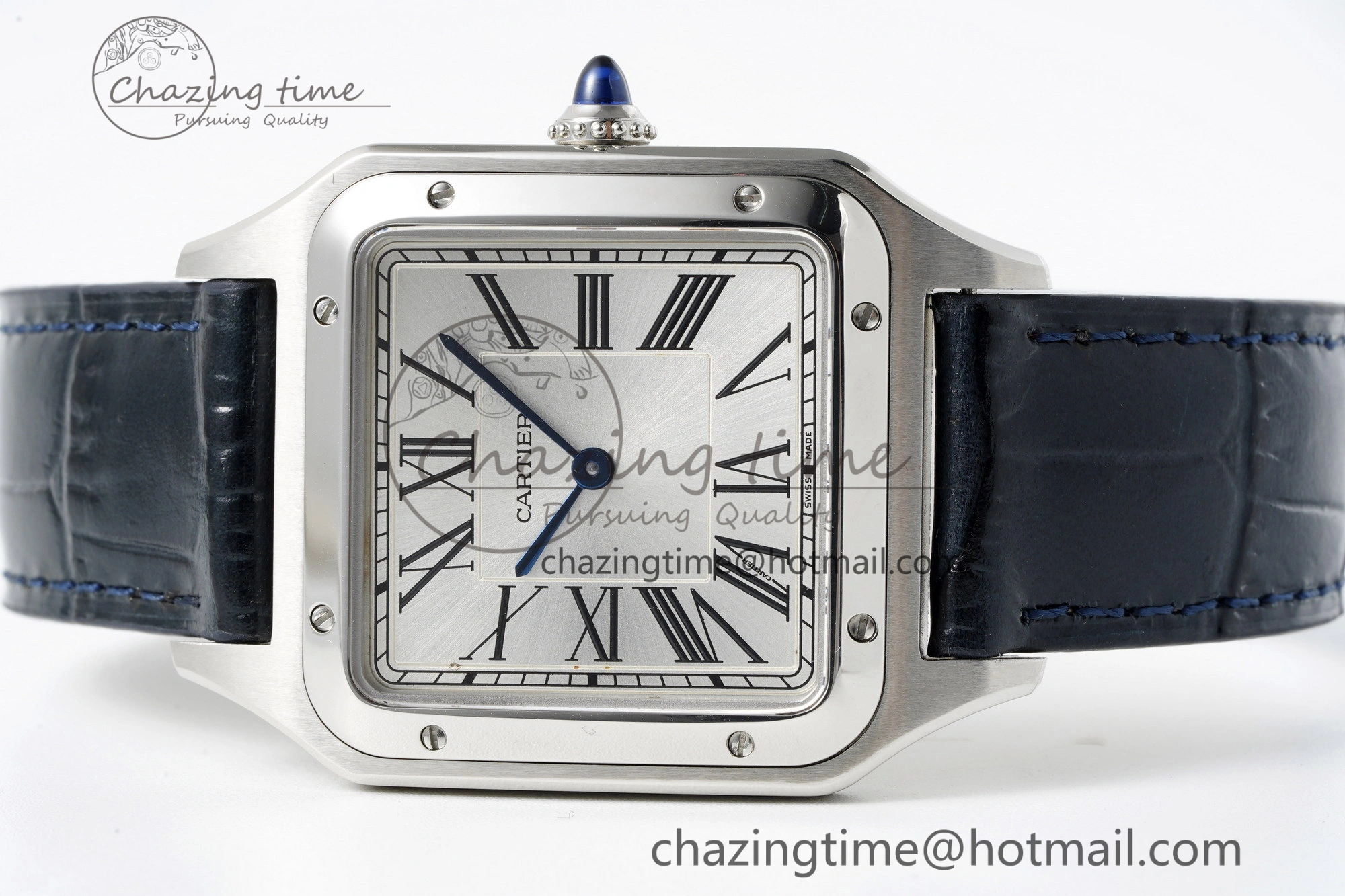 Santos Dumont 31.4mm IWSF Best Edition Silver Dial on Blue Leather Strap Quartz