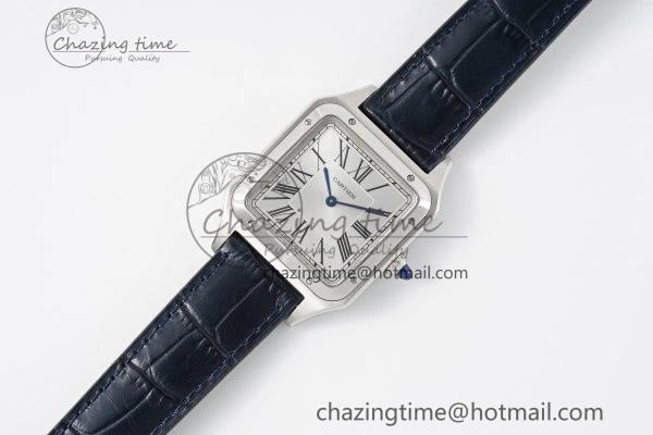 Santos Dumont 31.4mm IWSF Best Edition Silver Dial on Blue Leather Strap Quartz