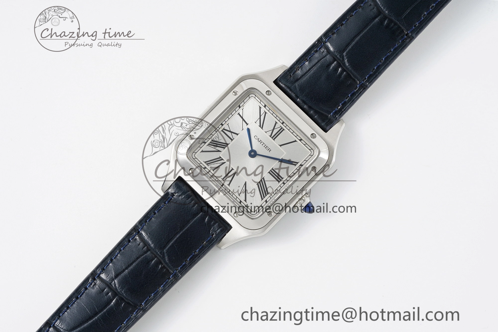 Santos Dumont 31.4mm IWSF Best Edition Silver Dial on Blue Leather Strap Quartz