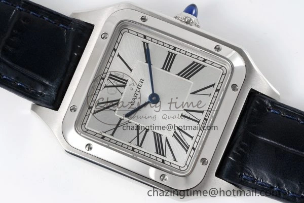 Santos Dumont 31.4mm IWSF Best Edition Silver Dial on Blue Leather Strap Quartz