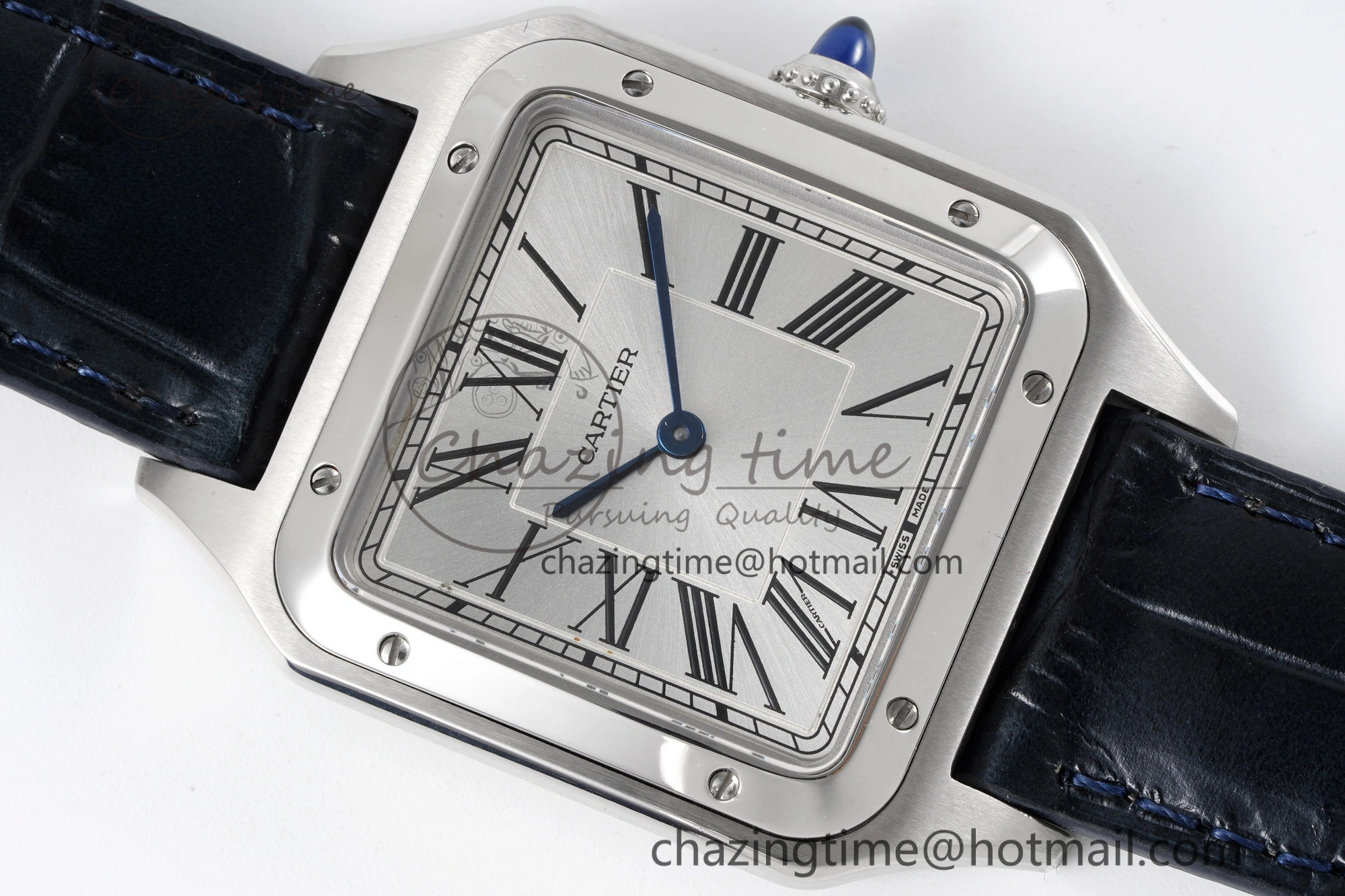 Santos Dumont 31.4mm IWSF Best Edition Silver Dial on Blue Leather Strap Quartz