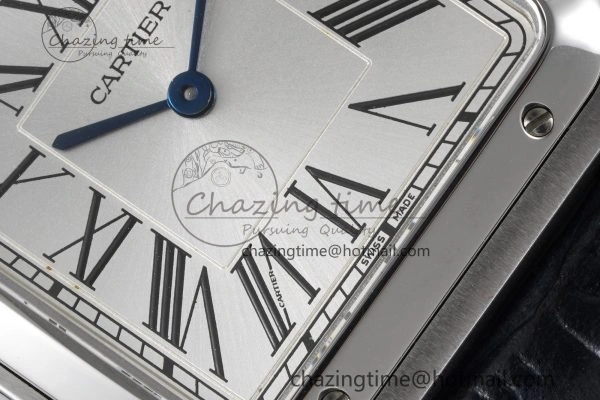 Santos Dumont 31.4mm IWSF Best Edition Silver Dial on Blue Leather Strap Quartz