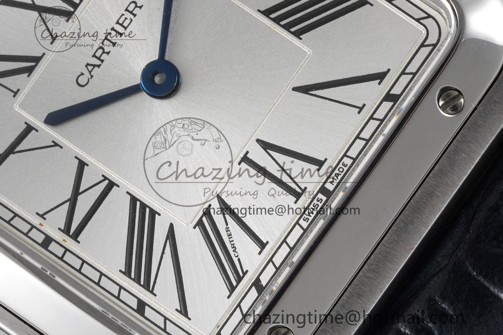 Santos Dumont 31.4mm IWSF Best Edition Silver Dial on Blue Leather Strap Quartz