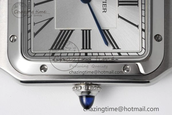 Santos Dumont 31.4mm IWSF Best Edition Silver Dial on Blue Leather Strap Quartz