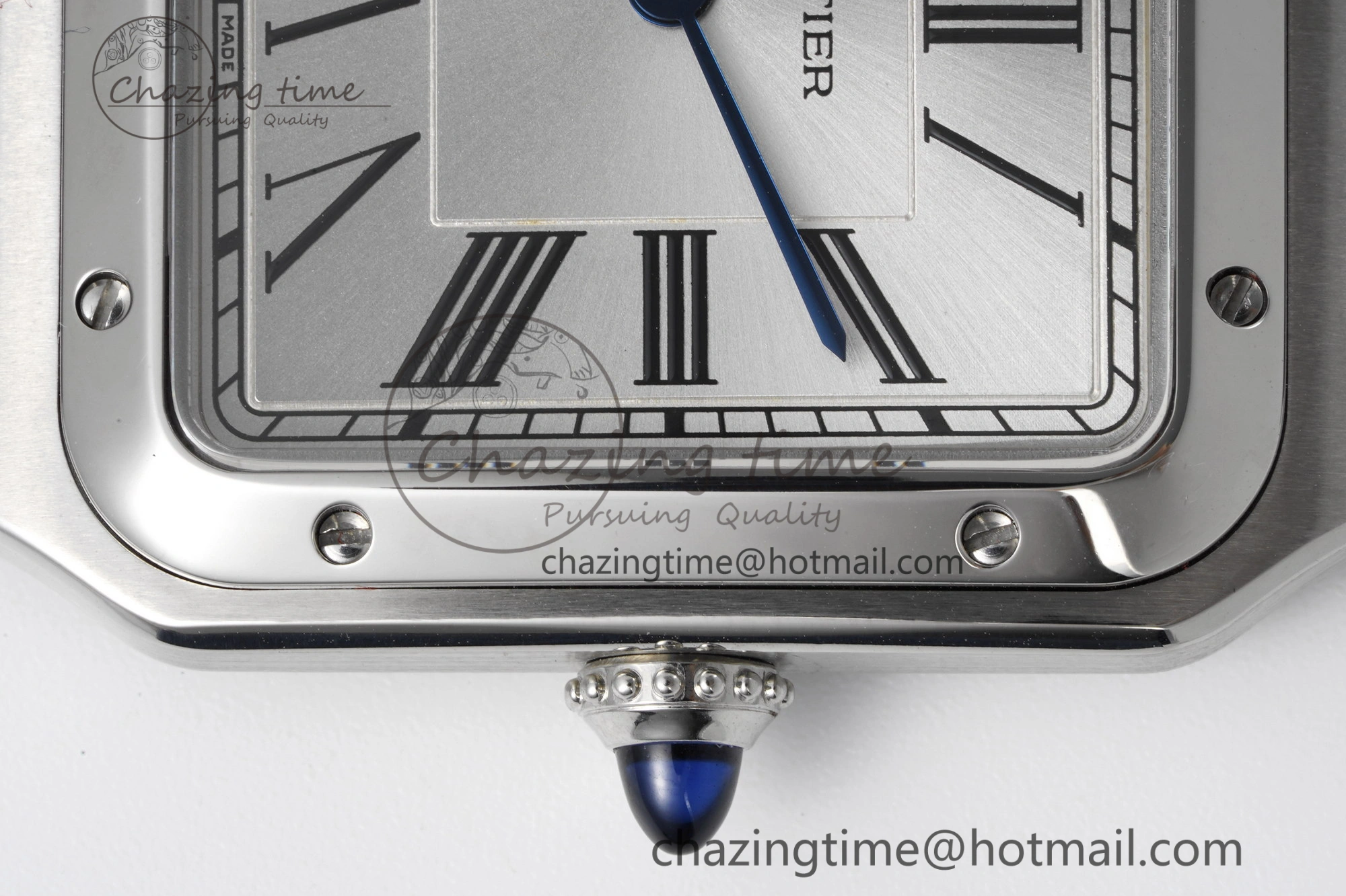 Santos Dumont 31.4mm IWSF Best Edition Silver Dial on Blue Leather Strap Quartz