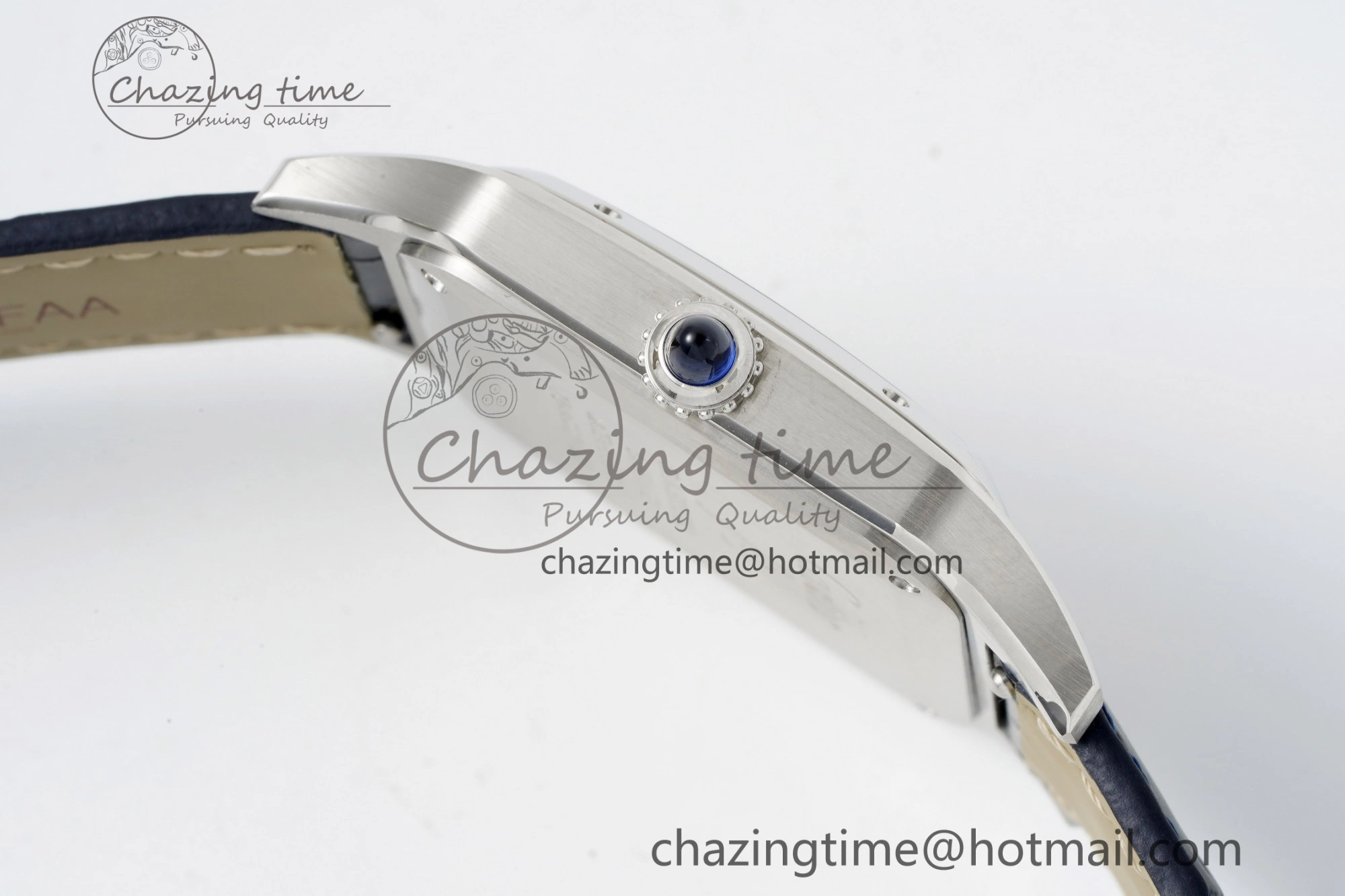 Santos Dumont 31.4mm IWSF Best Edition Silver Dial on Blue Leather Strap Quartz