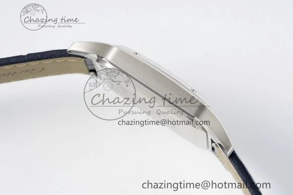 Santos Dumont 31.4mm IWSF Best Edition Silver Dial on Blue Leather Strap Quartz