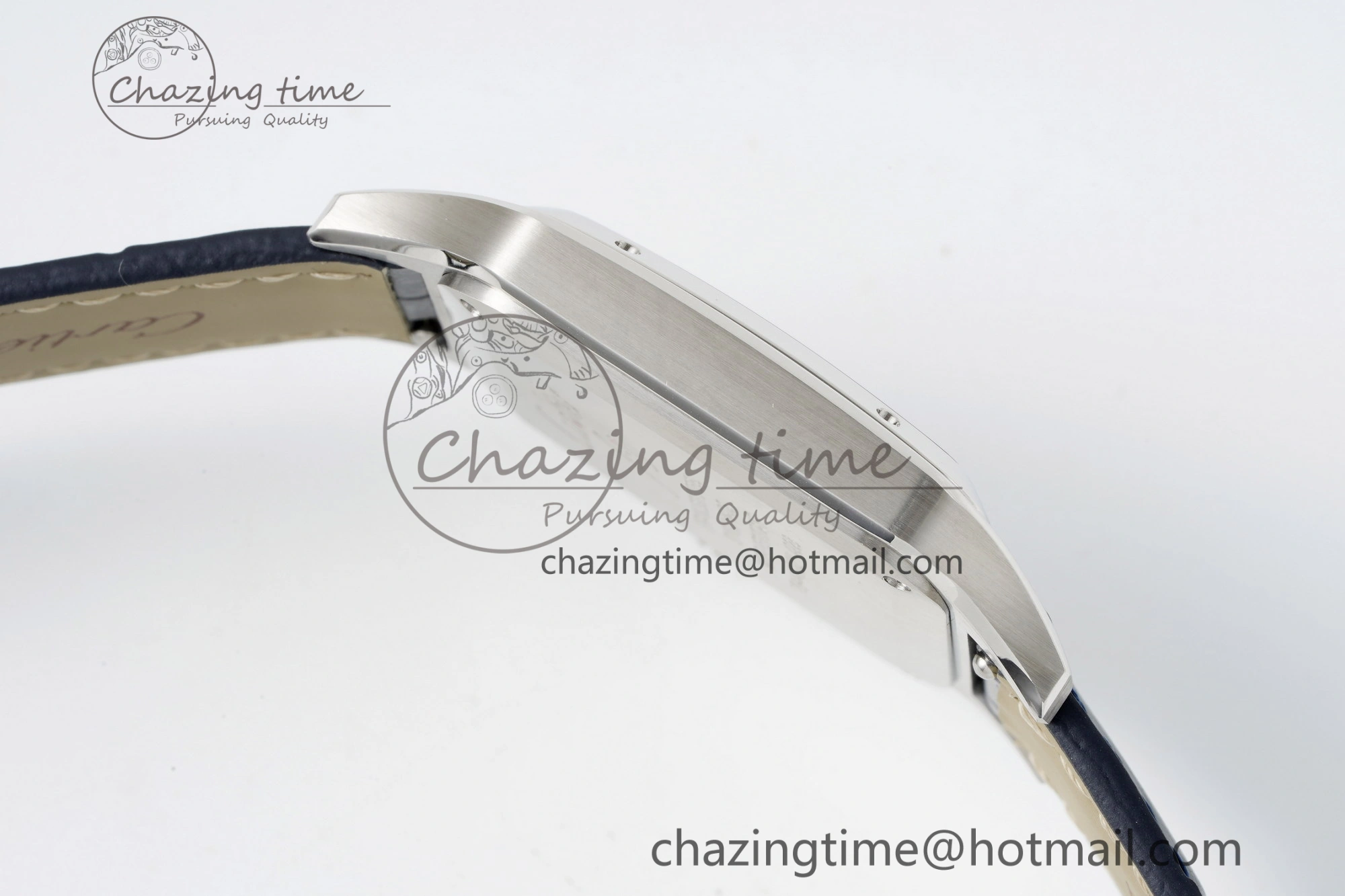 Santos Dumont 31.4mm IWSF Best Edition Silver Dial on Blue Leather Strap Quartz