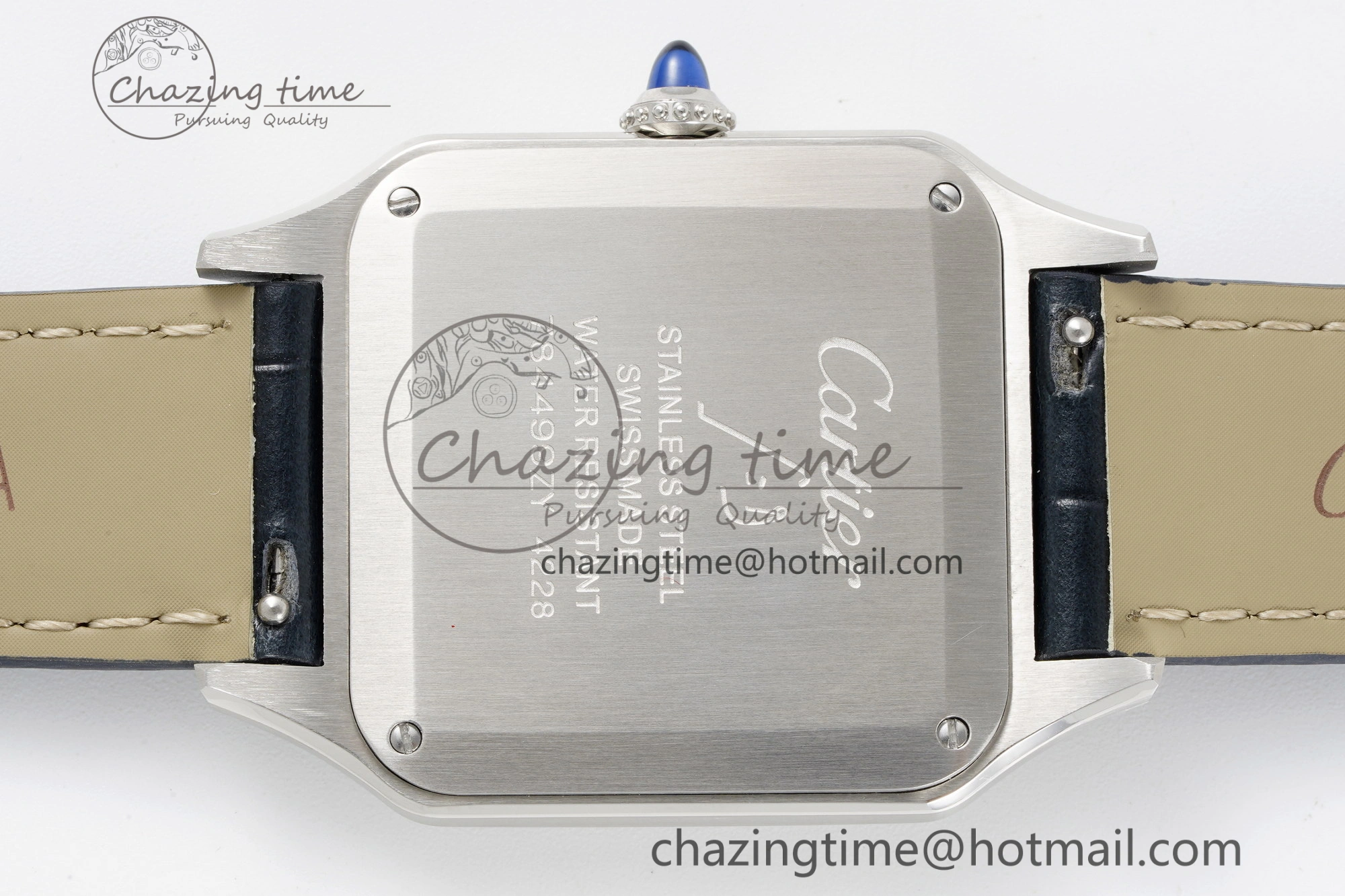 Santos Dumont 31.4mm IWSF Best Edition Silver Dial on Blue Leather Strap Quartz