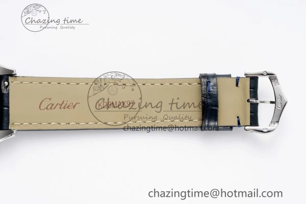 Santos Dumont 31.4mm IWSF Best Edition Silver Dial on Blue Leather Strap Quartz