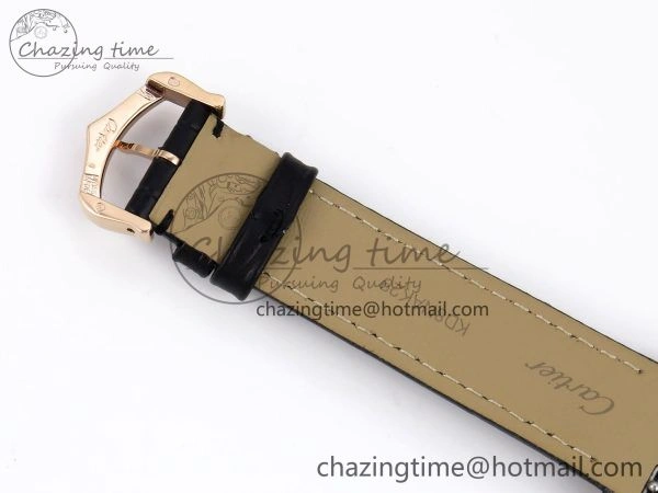 Santos Dumont 31.4mm RG AF 1:1 Best Edition Silver Dial Diamonds Bezel on Black Croco Strap A157