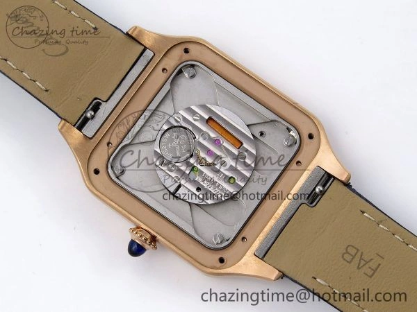 Santos Dumont 31.4mm RG AF 1:1 Best Edition Silver Dial Diamonds Bezel on Blue Croco Strap A157