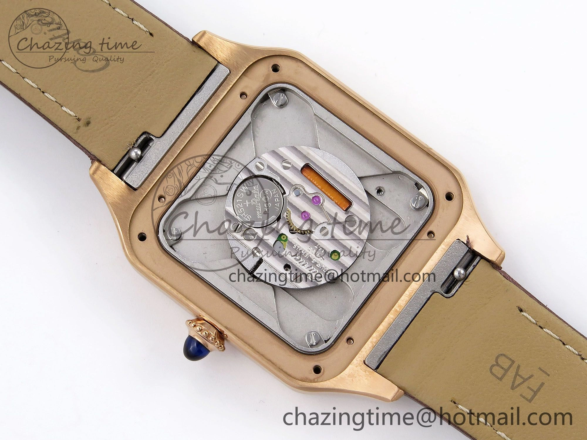 Santos Dumont 31.4mm RG AF 1:1 Best Edition Silver Dial Diamonds Bezel on Brown Leather Strap A157