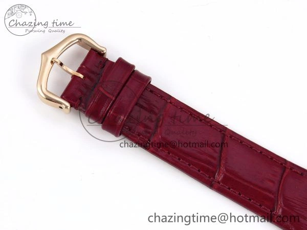 Santos Dumont 31.4mm RG AF 1:1 Best Edition Silver Dial Diamonds Bezel on Red Croco Strap A157