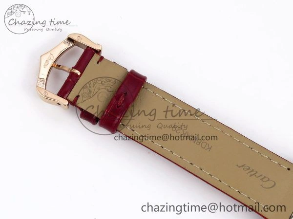 Santos Dumont 31.4mm RG AF 1:1 Best Edition Silver Dial Diamonds Bezel on Red Croco Strap A157
