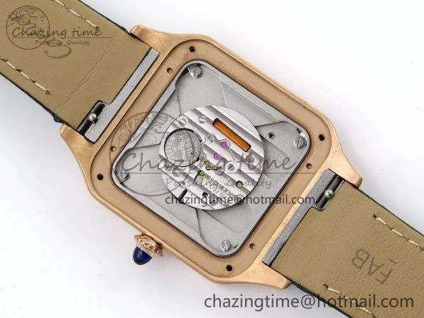 Santos Dumont 31.4mm RG AF 1:1 Best Edition Silver Dial on Black Croco Strap A157