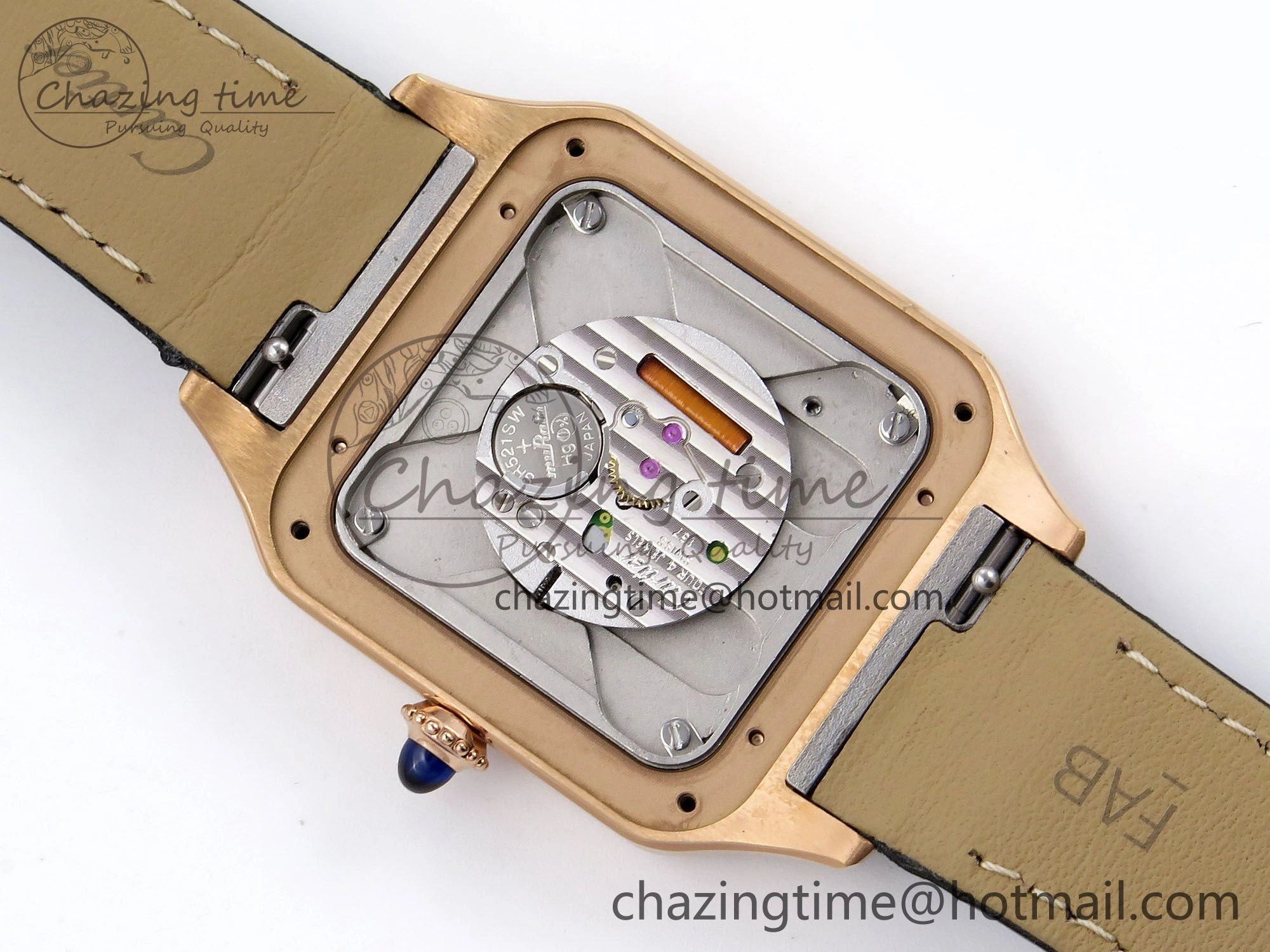 Santos Dumont 31.4mm RG AF 1:1 Best Edition Silver Dial on Black Croco Strap A157