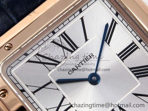 Santos Dumont 31.4mm RG AF 1:1 Best Edition Silver Dial on Blue Croco Strap A157