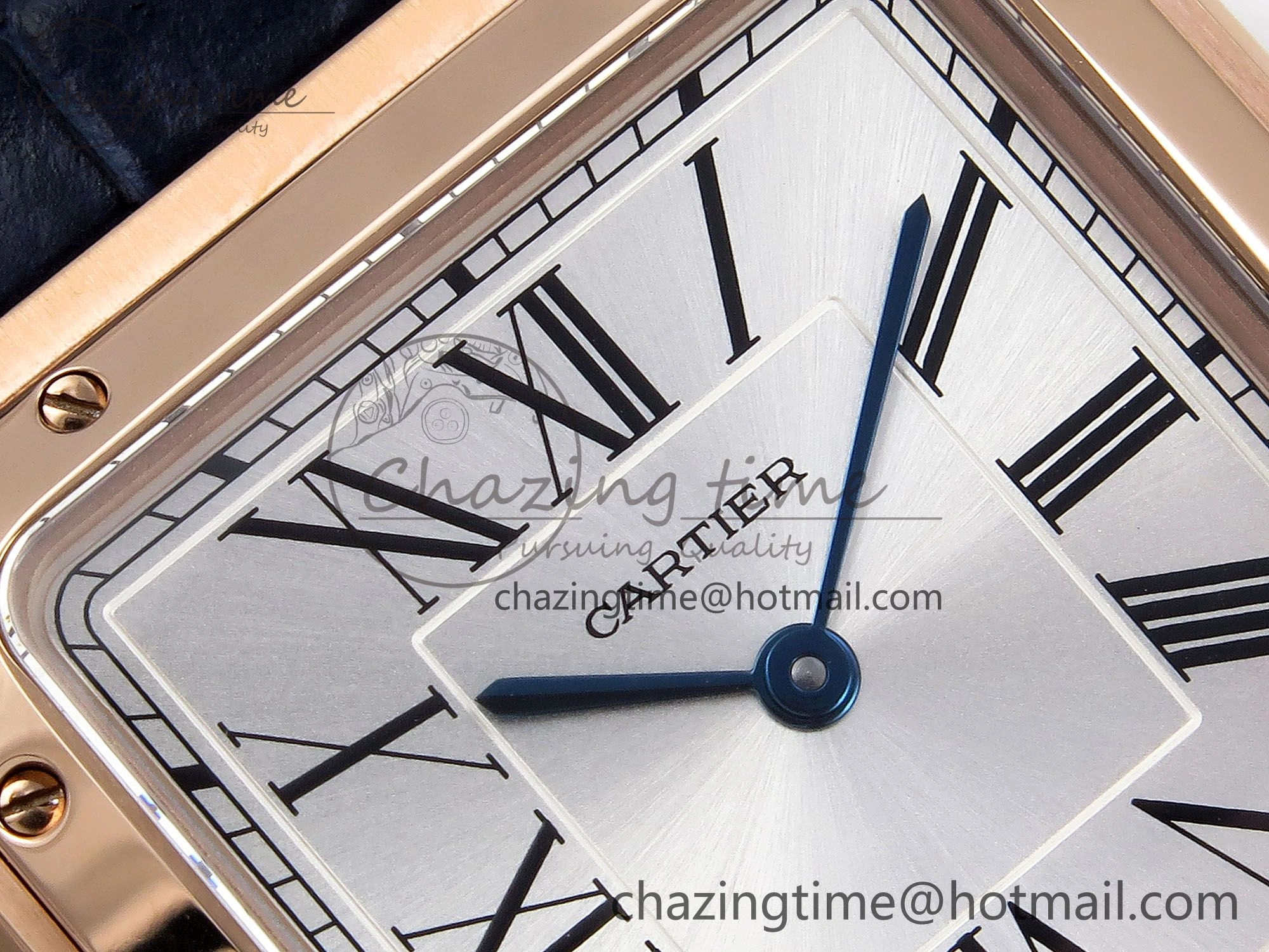 Santos Dumont 31.4mm RG AF 1:1 Best Edition Silver Dial on Blue Croco Strap A157