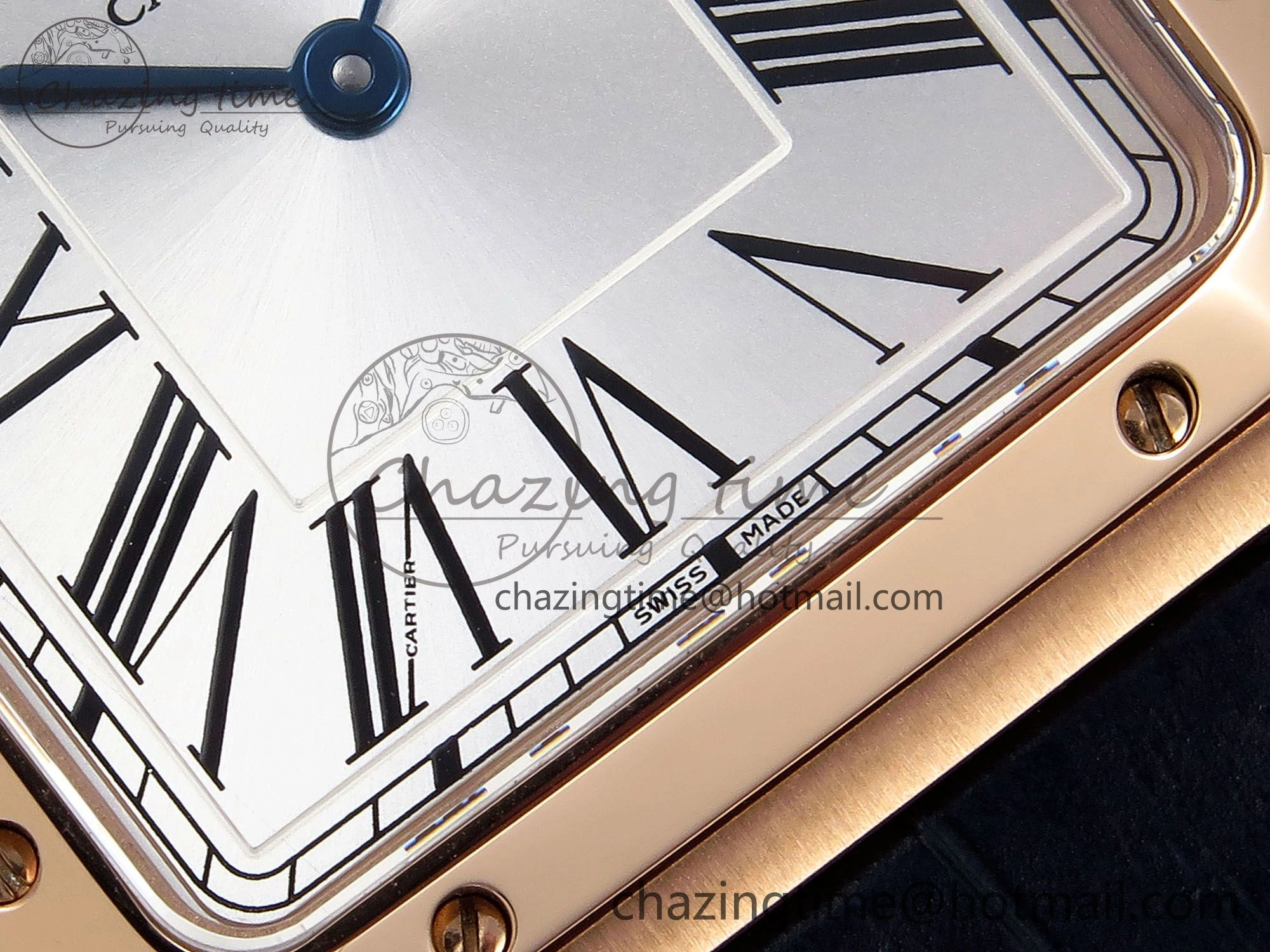 Santos Dumont 31.4mm RG AF 1:1 Best Edition Silver Dial on Blue Croco Strap A157