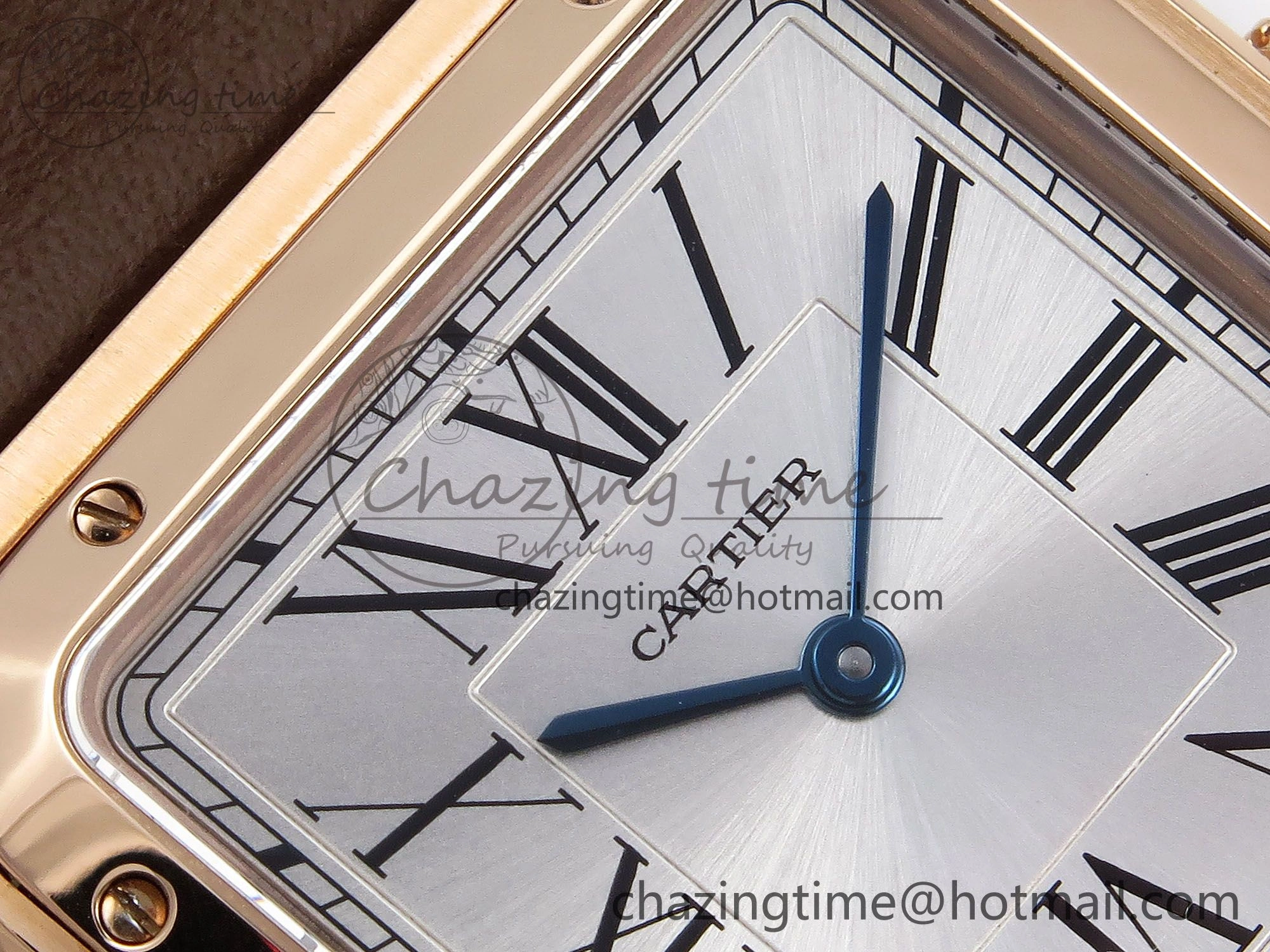 Santos Dumont 31.4mm RG AF 1:1 Best Edition Silver Dial on Brown Leather Strap A157