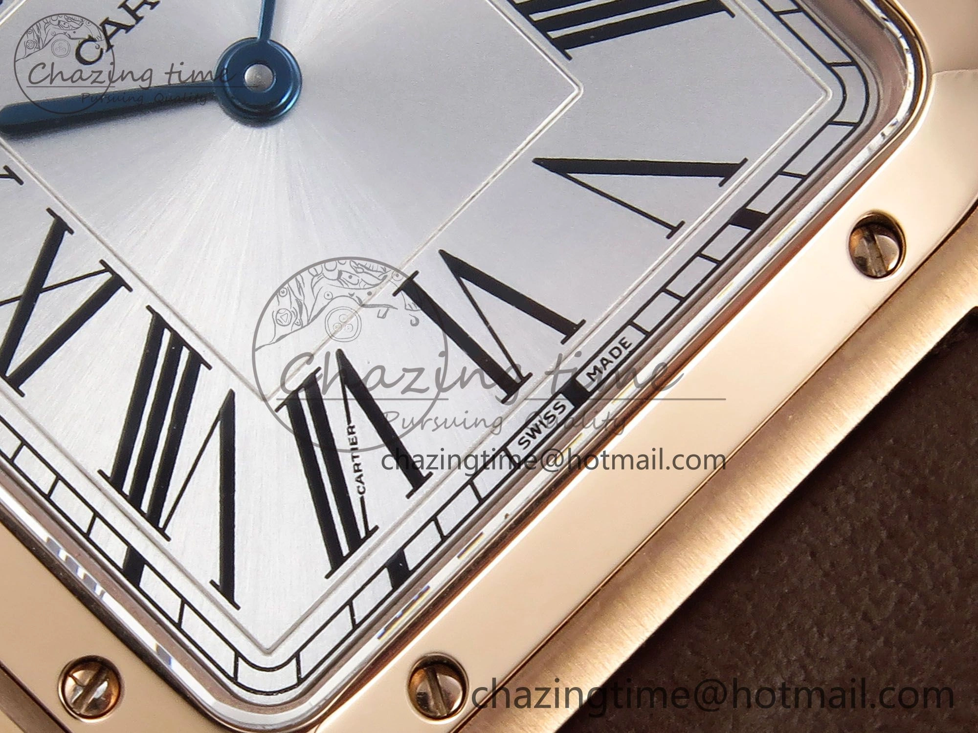 Santos Dumont 31.4mm RG AF 1:1 Best Edition Silver Dial on Brown Leather Strap A157