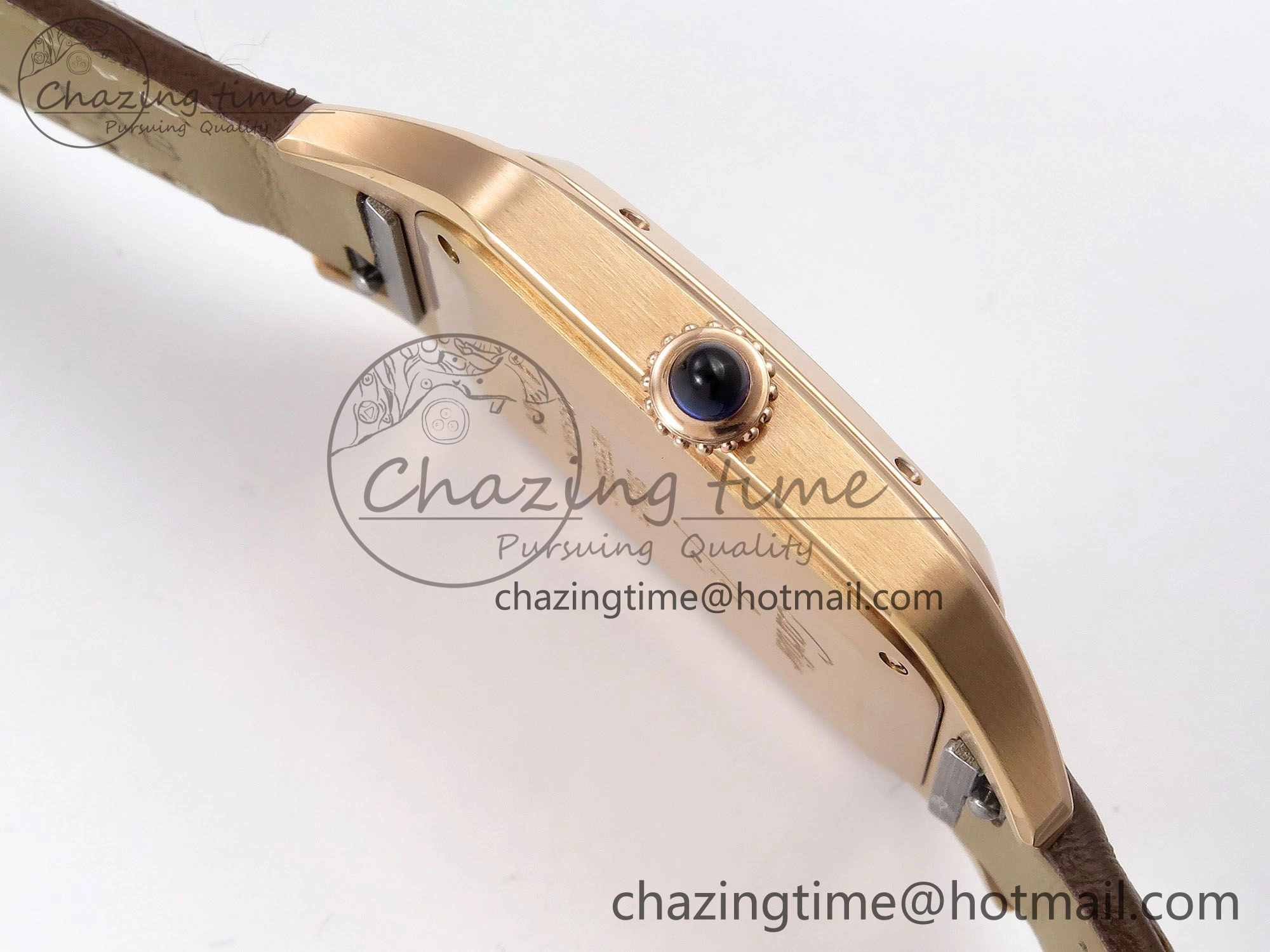 Santos Dumont 31.4mm RG AF 1:1 Best Edition Silver Dial on Brown Leather Strap A157