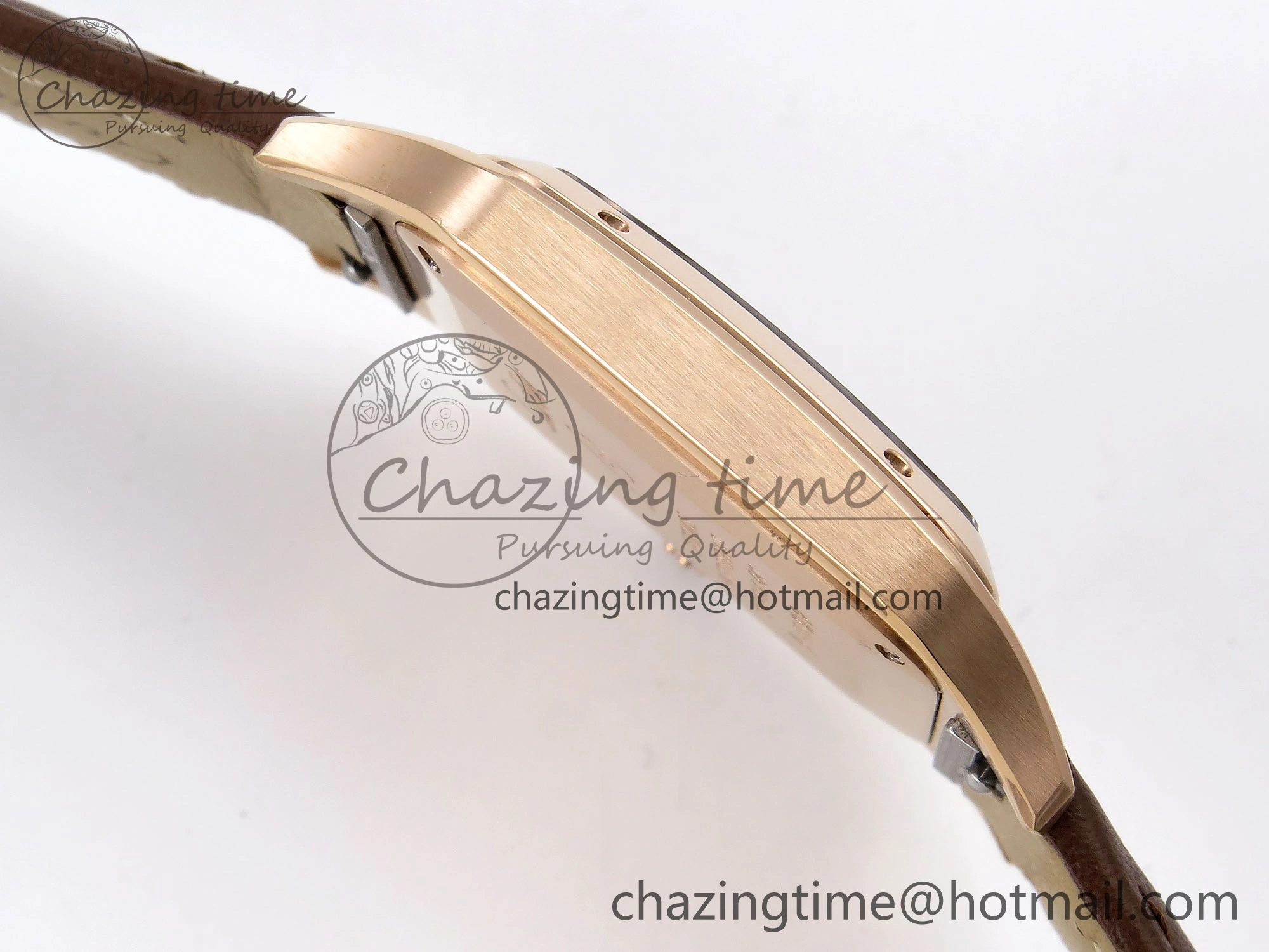 Santos Dumont 31.4mm RG AF 1:1 Best Edition Silver Dial on Brown Leather Strap A157