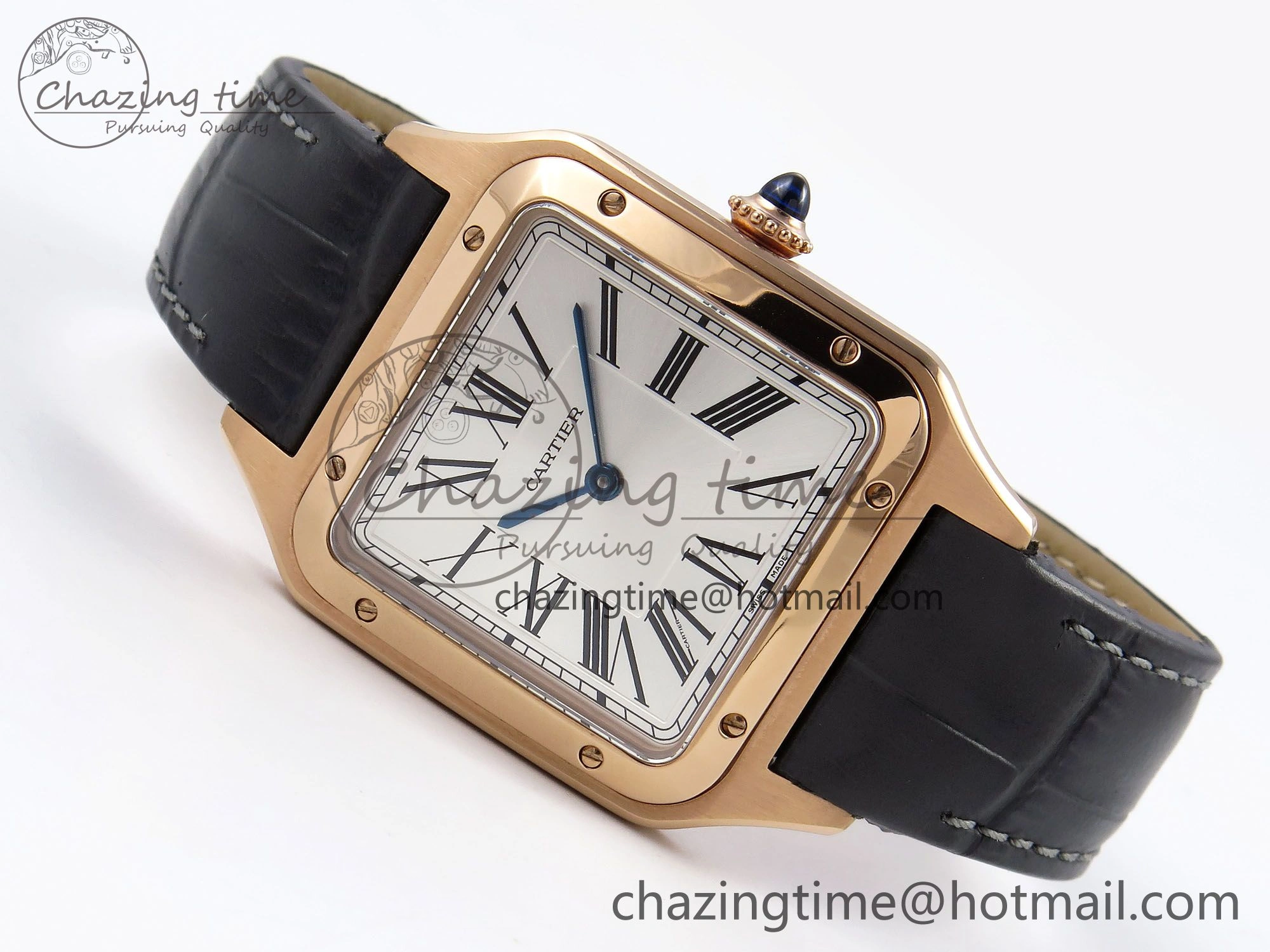 Santos Dumont 31.4mm RG AF 1:1 Best Edition Silver Dial on Gray Croco Strap A157