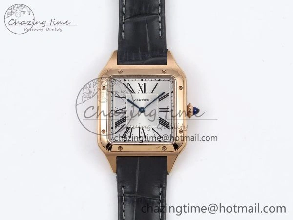 Santos Dumont 31.4mm RG AF 1:1 Best Edition Silver Dial on Gray Croco Strap A157