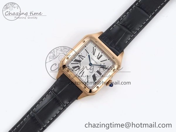 Santos Dumont 31.4mm RG AF 1:1 Best Edition Silver Dial on Gray Croco Strap A157