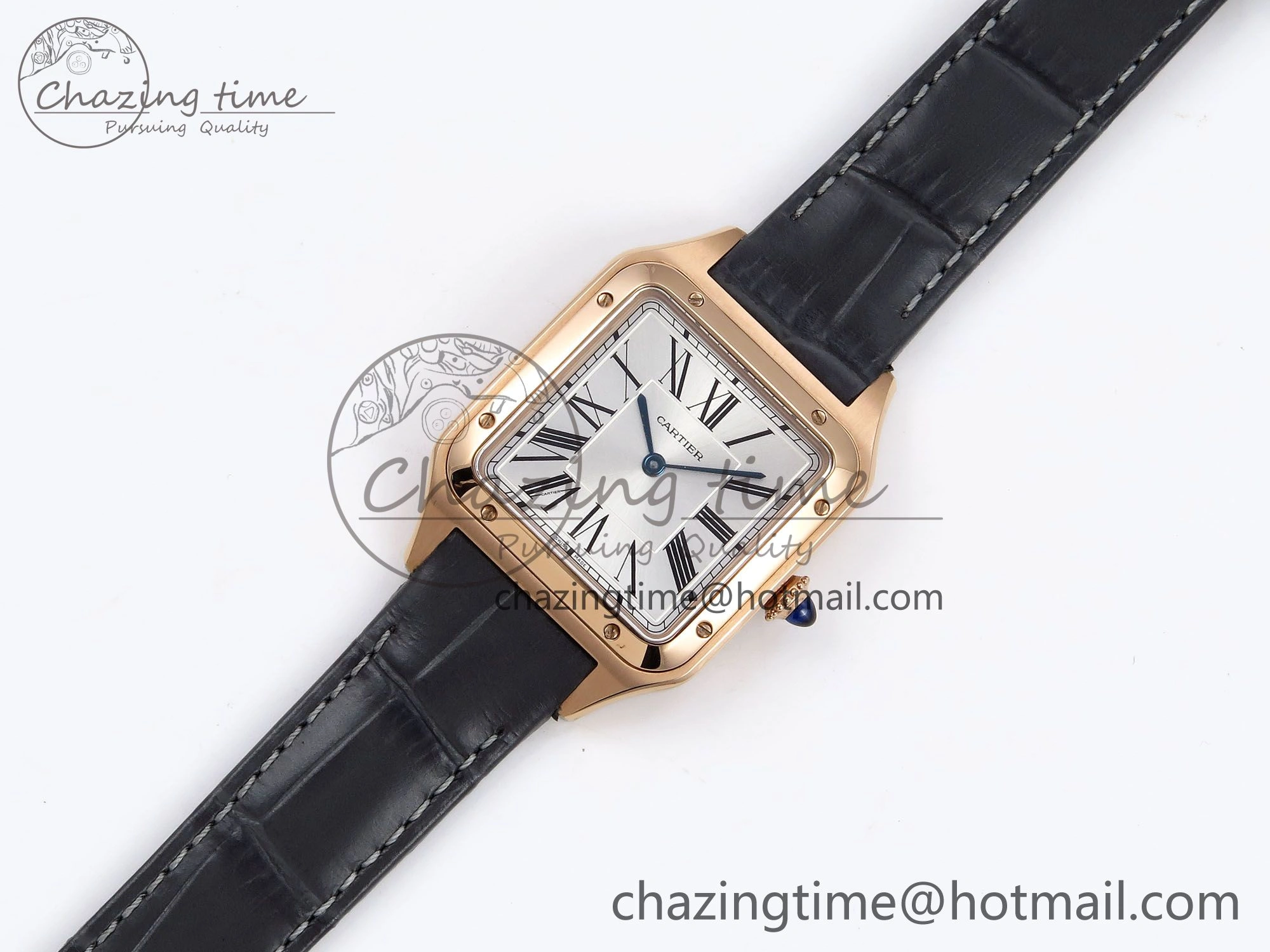 Santos Dumont 31.4mm RG AF 1:1 Best Edition Silver Dial on Gray Croco Strap A157