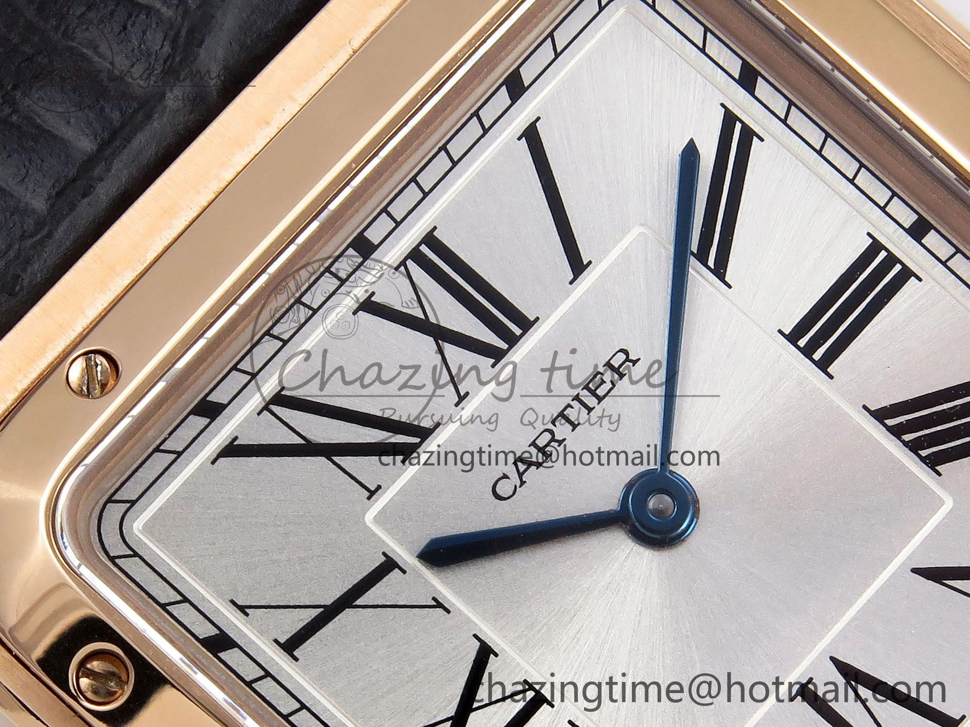 Santos Dumont 31.4mm RG AF 1:1 Best Edition Silver Dial on Gray Croco Strap A157