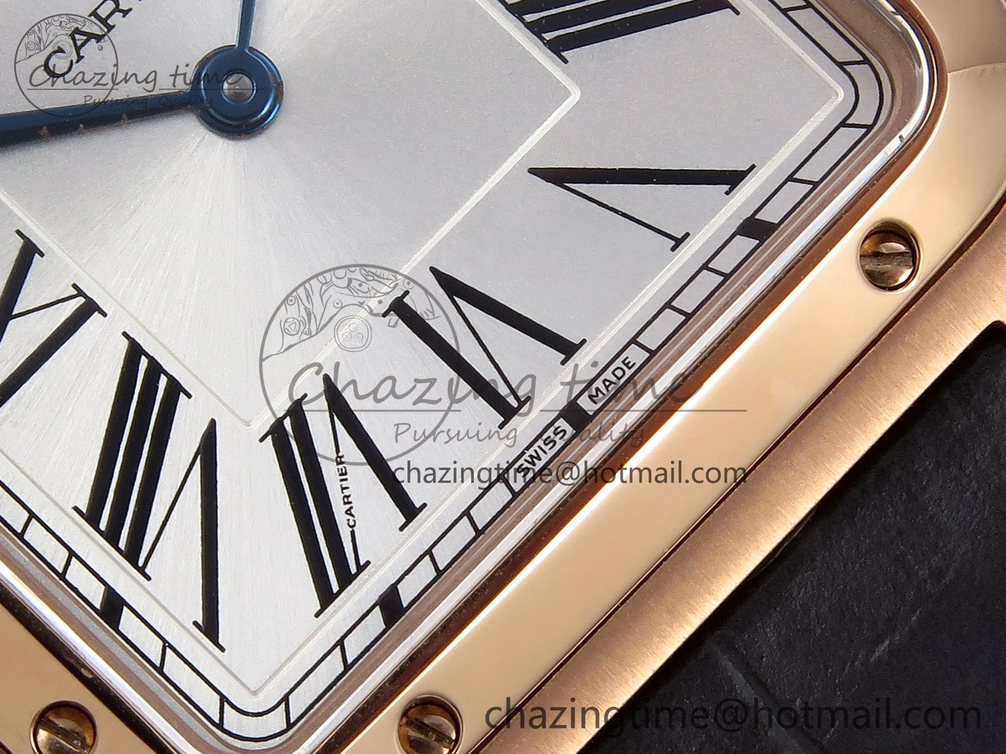 Santos Dumont 31.4mm RG AF 1:1 Best Edition Silver Dial on Gray Croco Strap A157