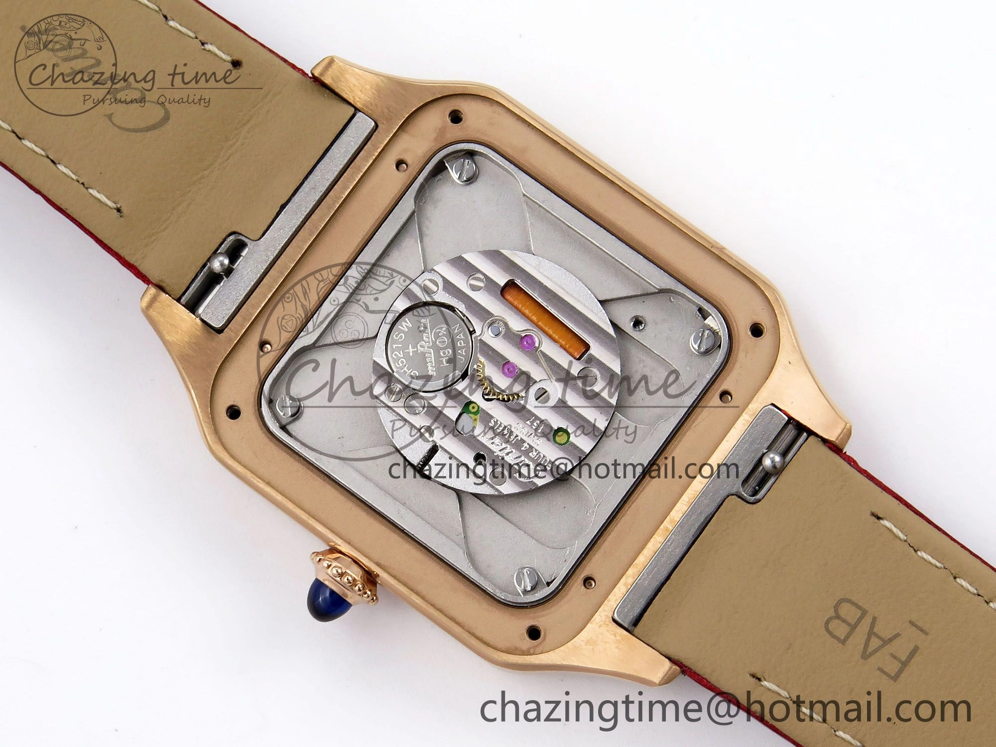 Santos Dumont 31.4mm RG AF 1:1 Best Edition Silver Dial on Red Croco Strap A157