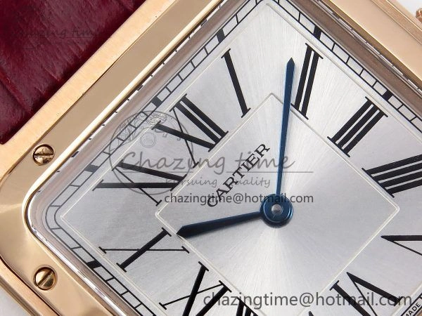 Santos Dumont 31.4mm RG AF 1:1 Best Edition Silver Dial on Red Croco Strap A157