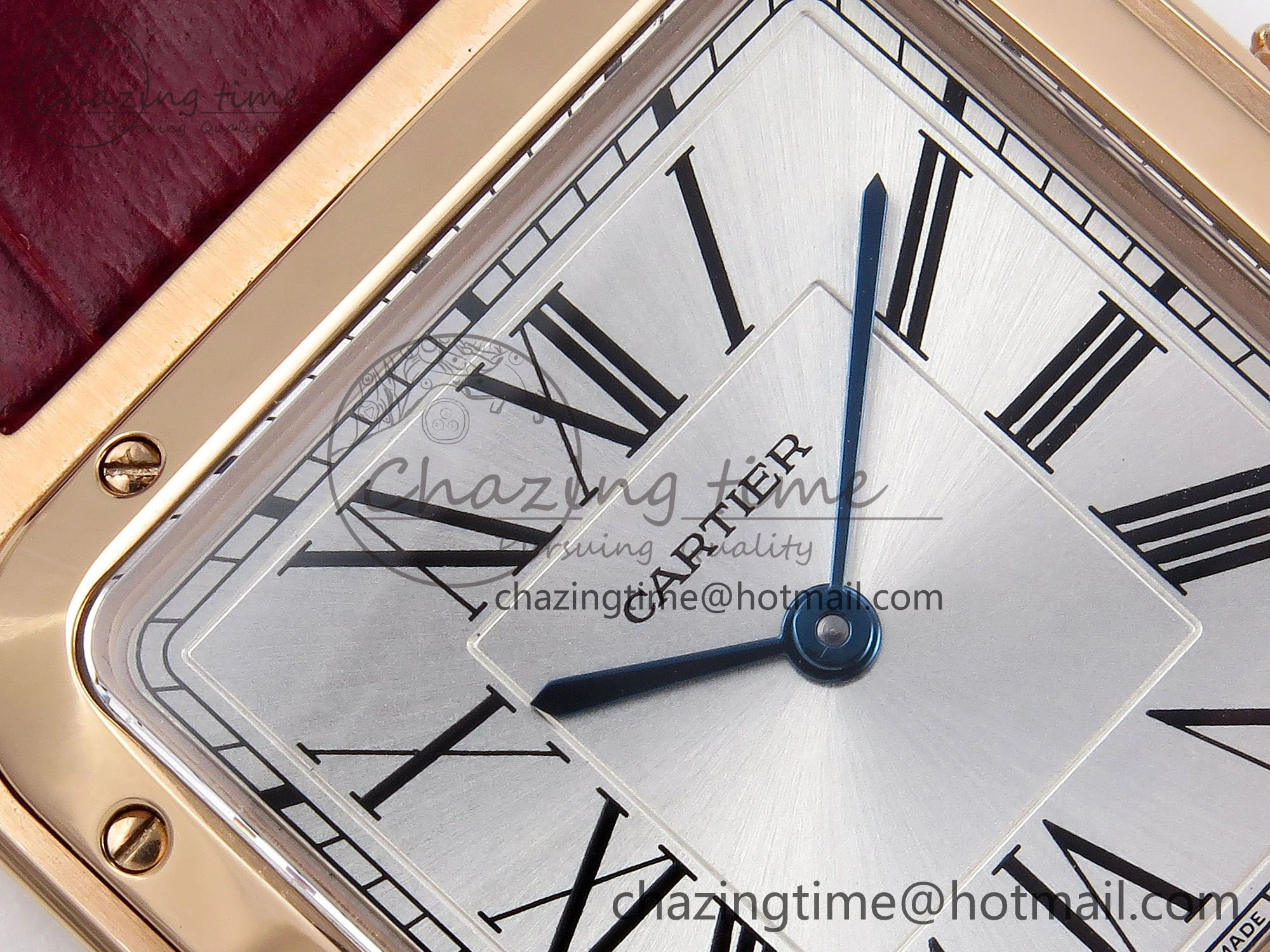Santos Dumont 31.4mm RG AF 1:1 Best Edition Silver Dial on Red Croco Strap A157