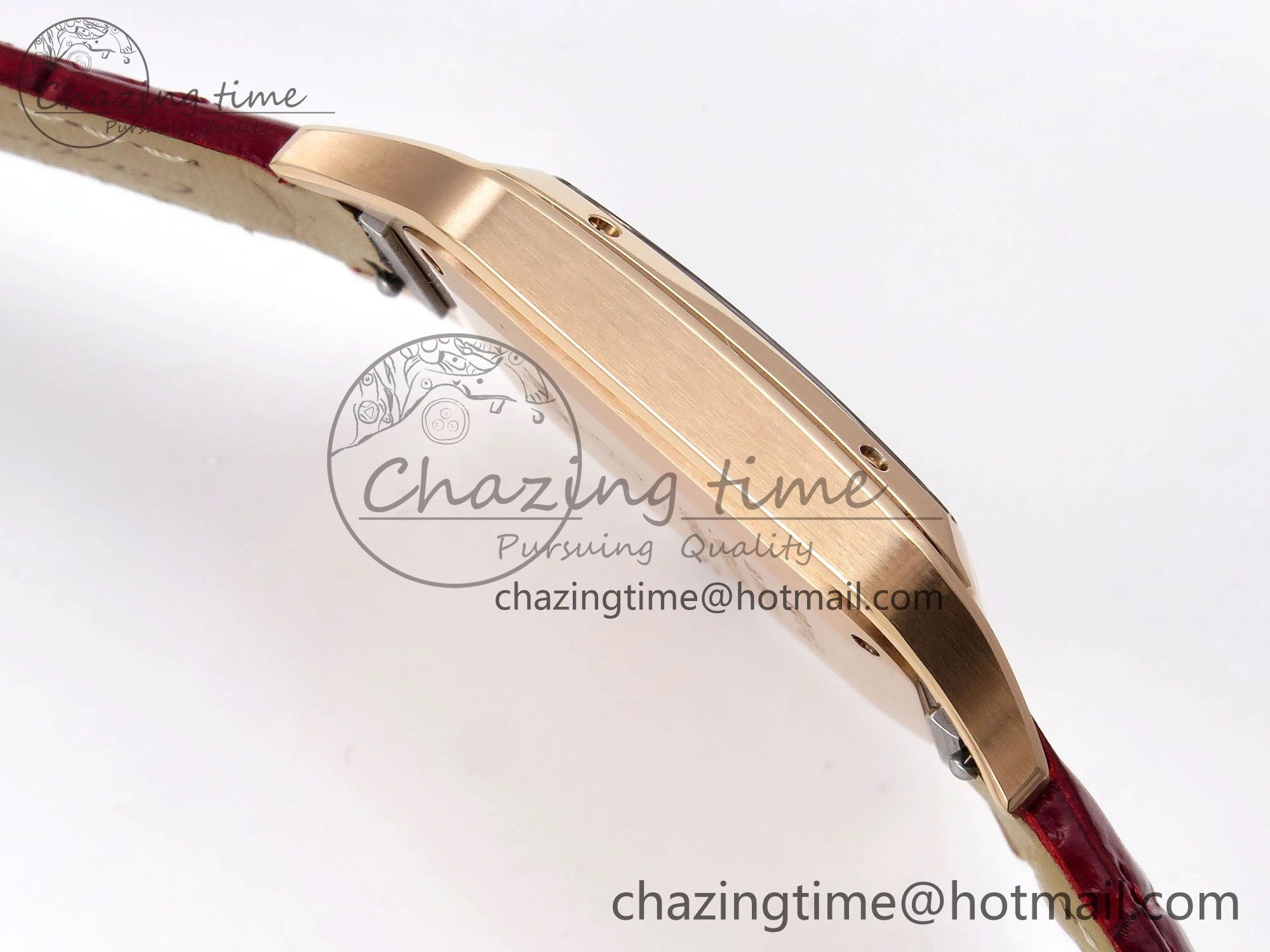 Santos Dumont 31.4mm RG AF 1:1 Best Edition Silver Dial on Red Croco Strap A157