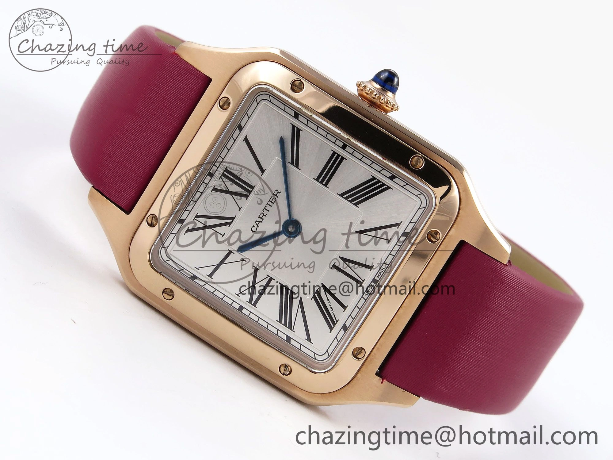 Santos Dumont 31.4mm RG AF 1:1 Best Edition Silver Dial on Red Fabric Strap A157
