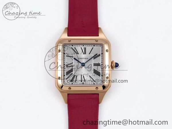 Santos Dumont 31.4mm RG AF 1:1 Best Edition Silver Dial on Red Fabric Strap A157