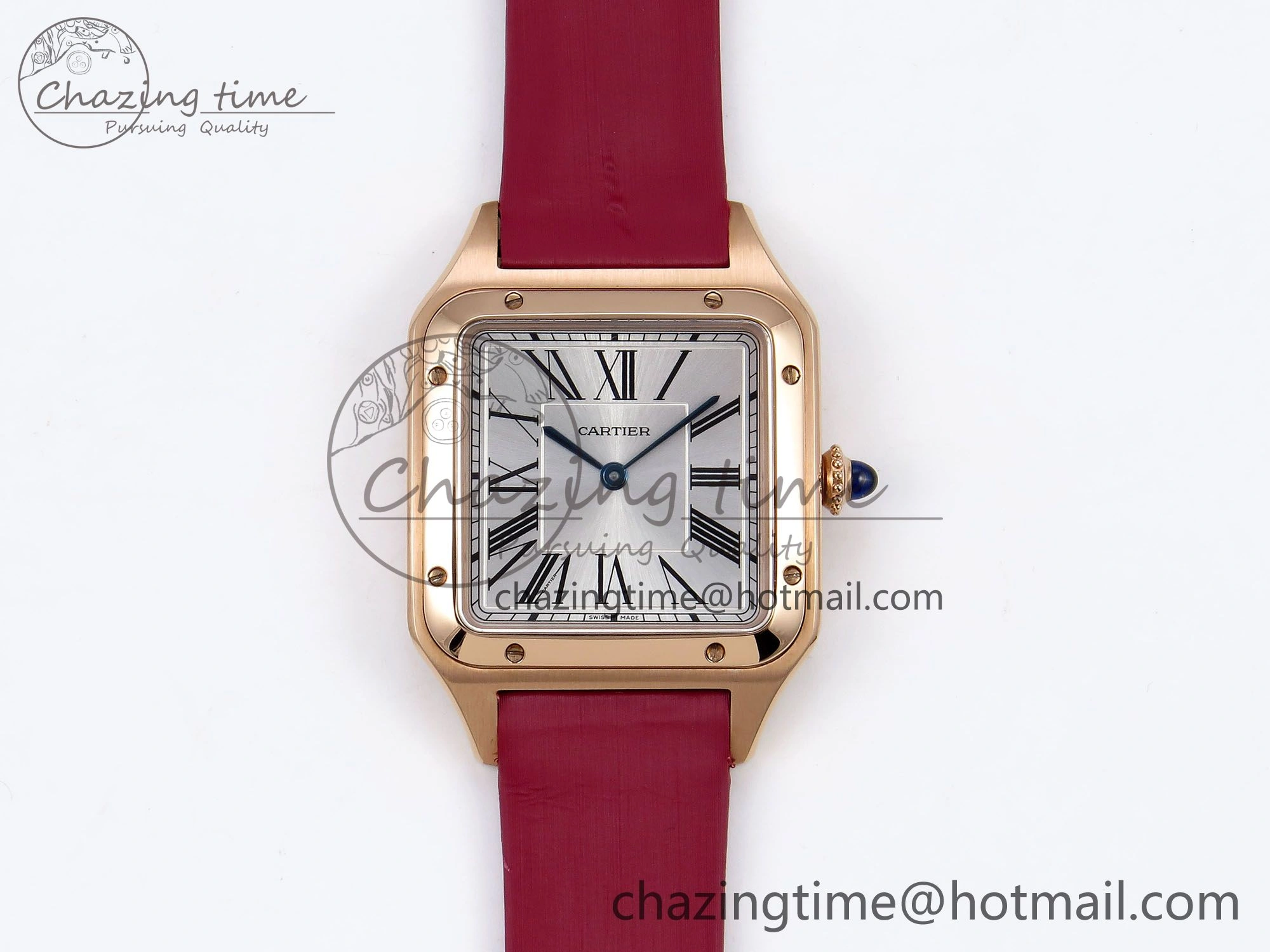 Santos Dumont 31.4mm RG AF 1:1 Best Edition Silver Dial on Red Fabric Strap A157