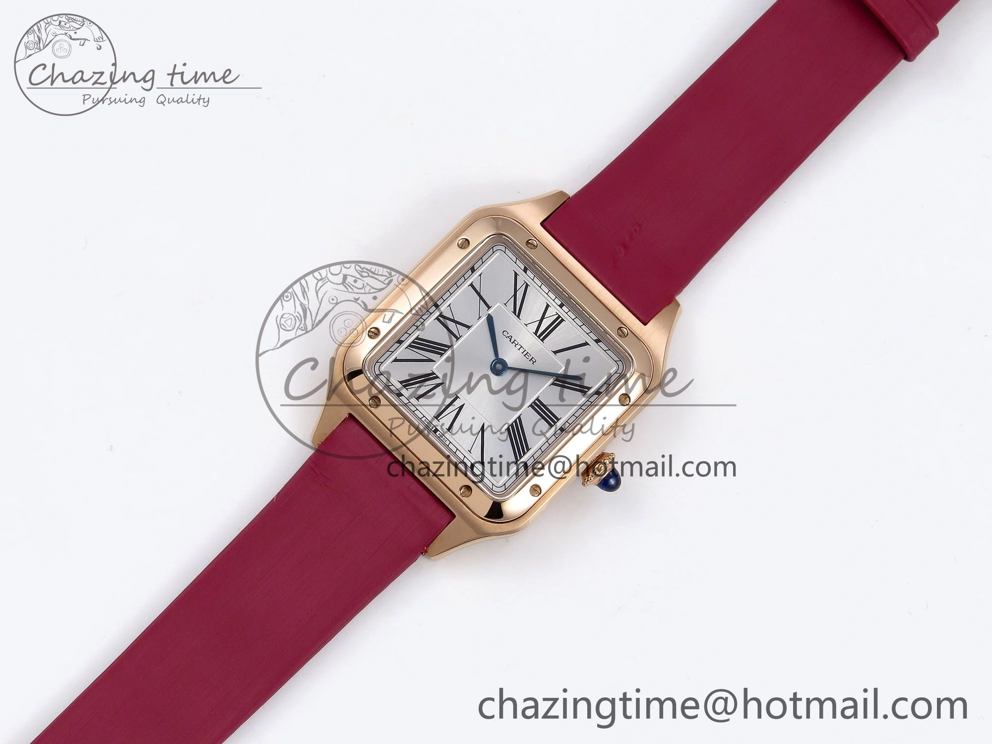 Santos Dumont 31.4mm RG AF 1:1 Best Edition Silver Dial on Red Fabric Strap A157