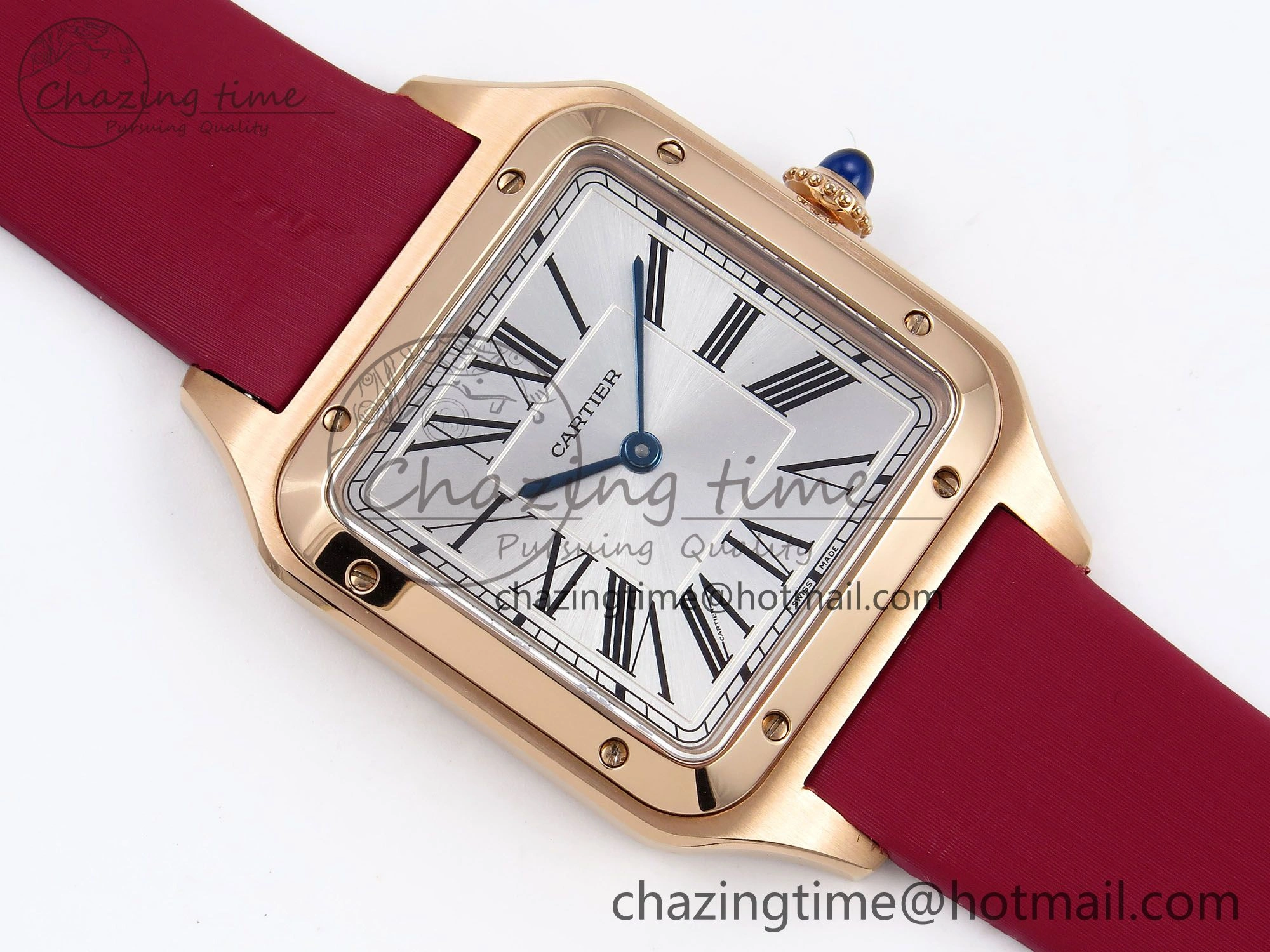 Santos Dumont 31.4mm RG AF 1:1 Best Edition Silver Dial on Red Fabric Strap A157
