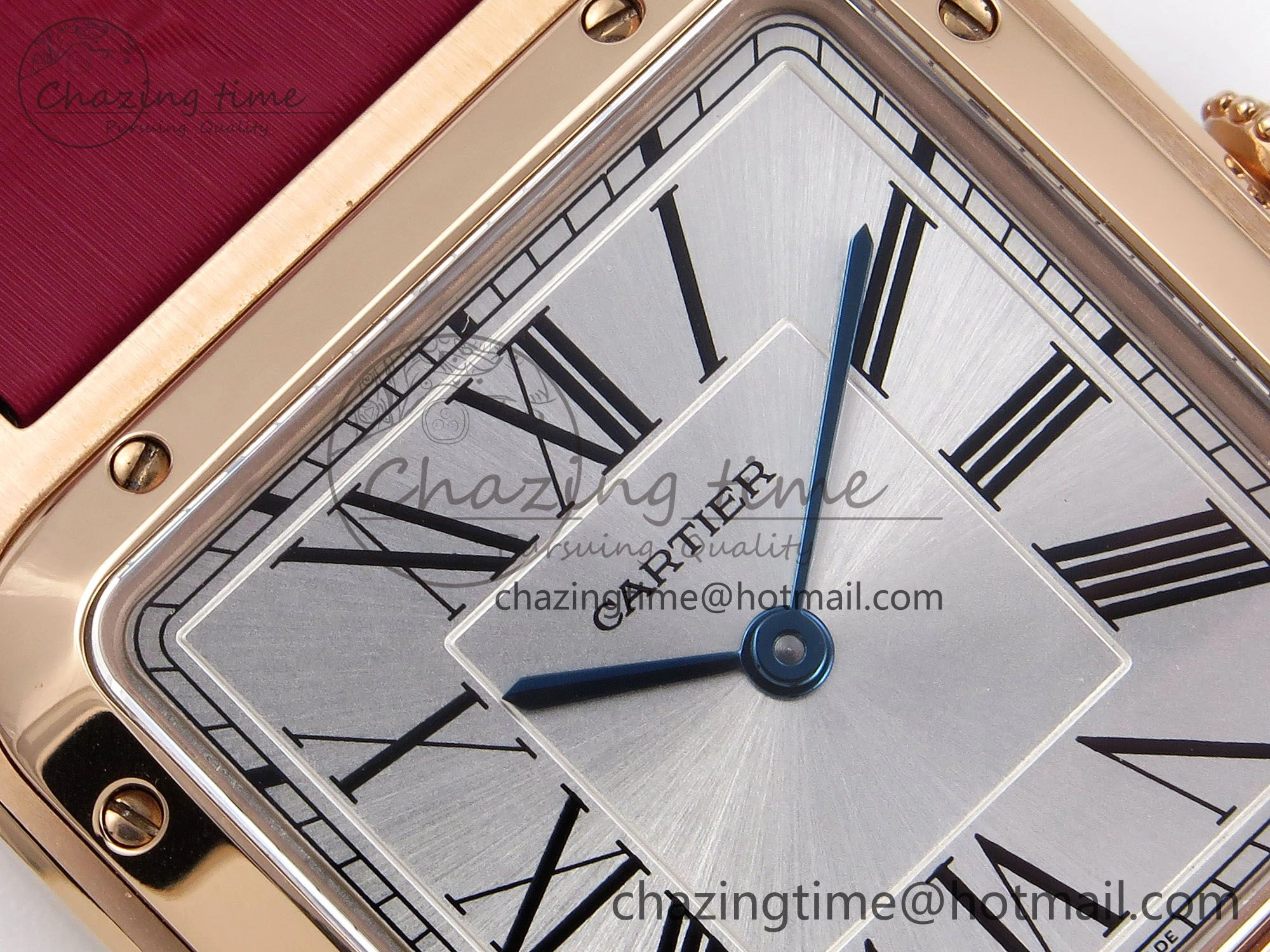 Santos Dumont 31.4mm RG AF 1:1 Best Edition Silver Dial on Red Fabric Strap A157