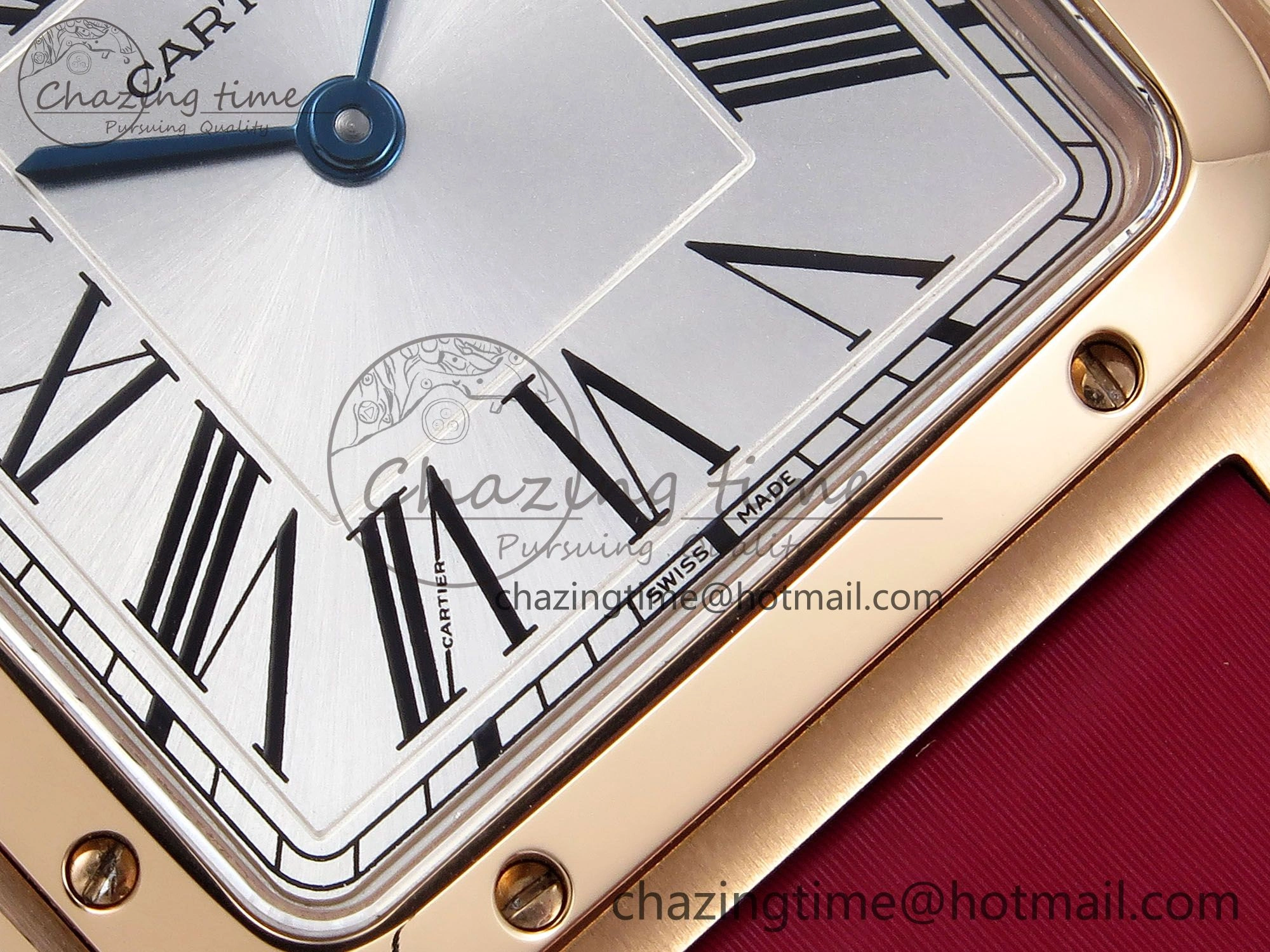 Santos Dumont 31.4mm RG AF 1:1 Best Edition Silver Dial on Red Fabric Strap A157