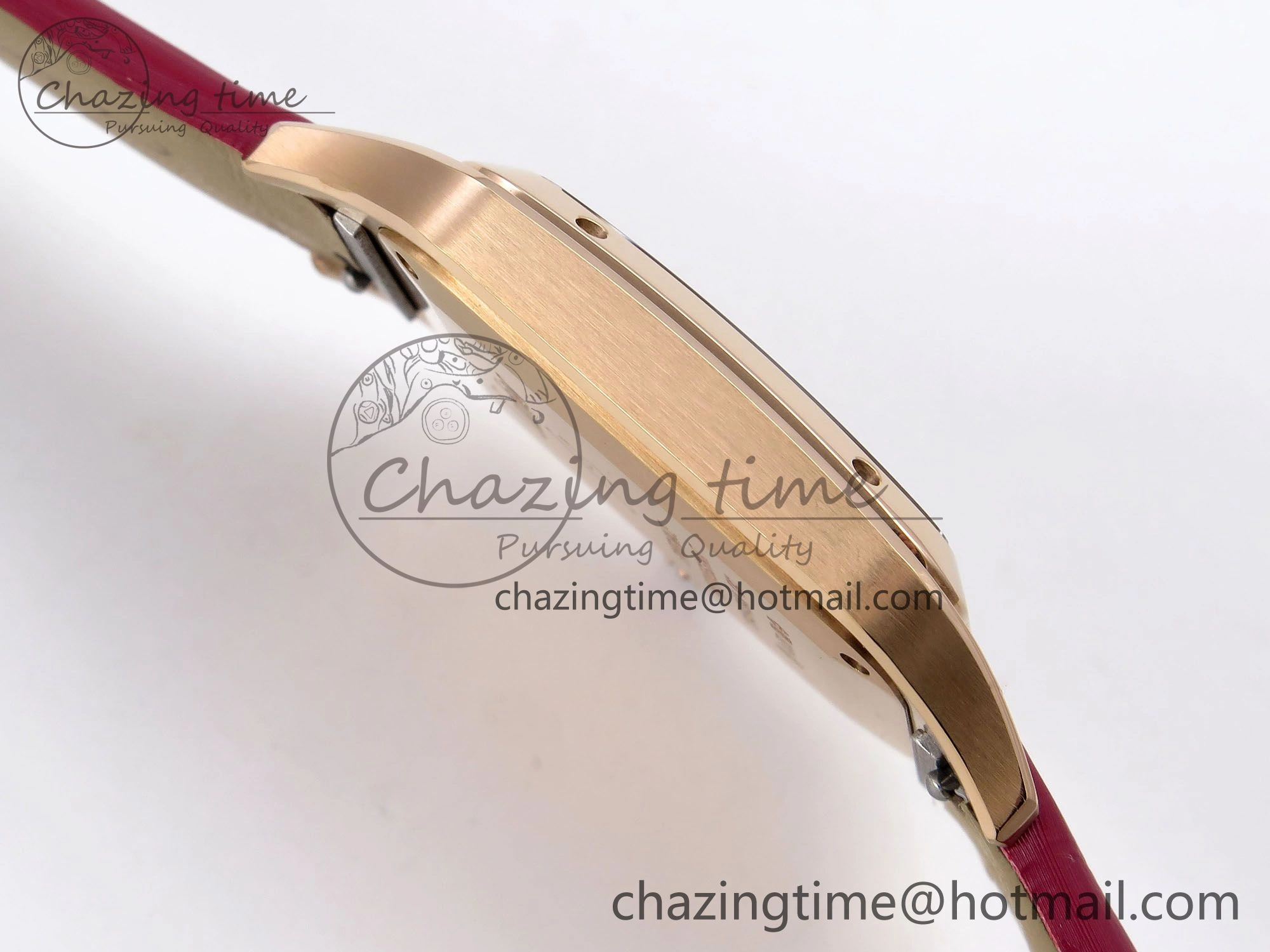 Santos Dumont 31.4mm RG AF 1:1 Best Edition Silver Dial on Red Fabric Strap A157