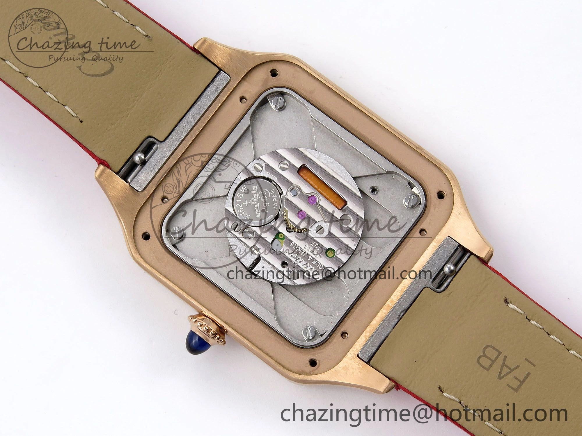 Santos Dumont 31.4mm RG AF 1:1 Best Edition Silver Dial on Red Leather Strap A157
