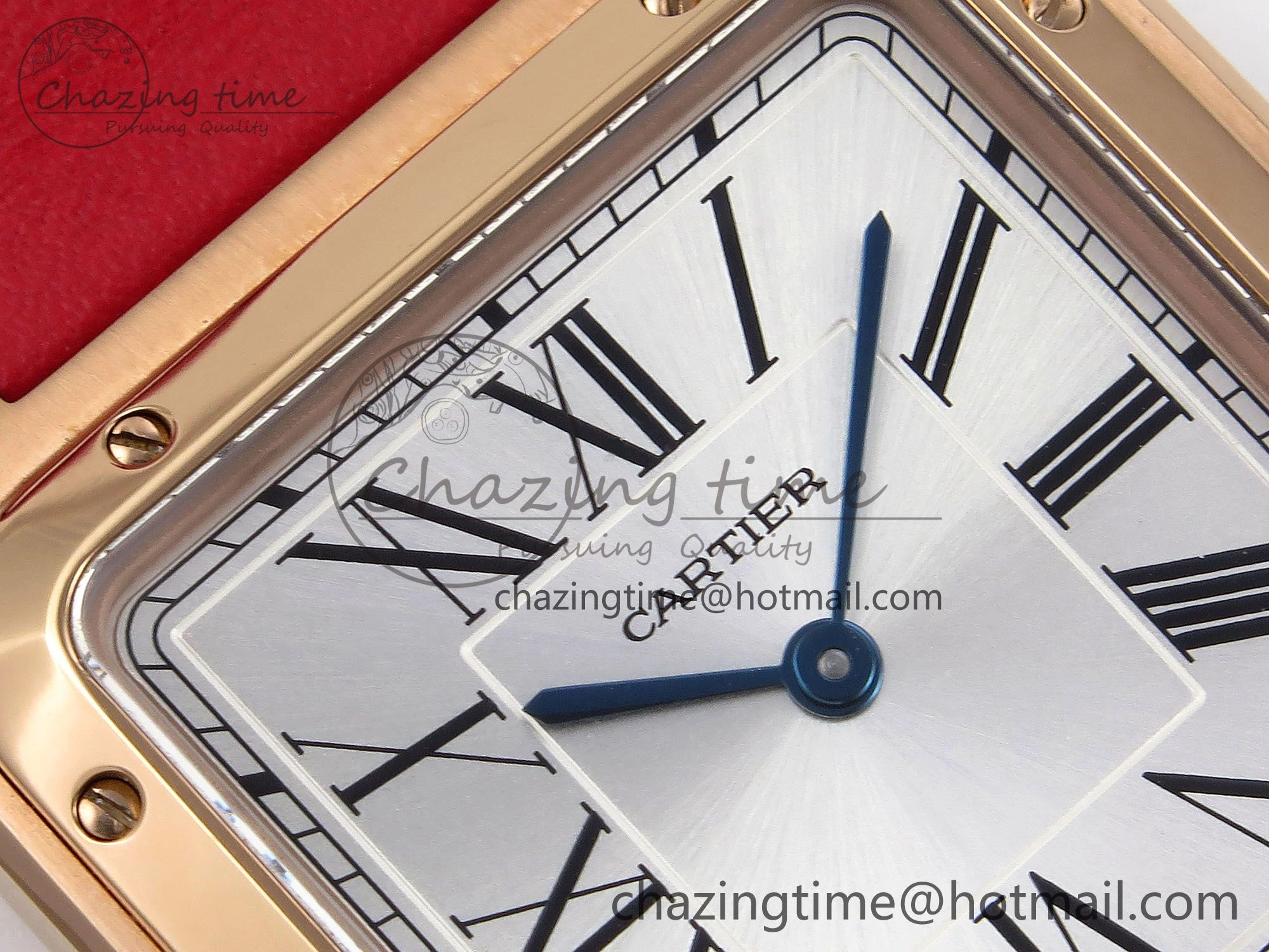 Santos Dumont 31.4mm RG AF 1:1 Best Edition Silver Dial on Red Leather Strap A157